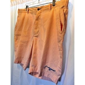 True Flies Manasota Pink & White Seersucker Golf Shorts Men's 42